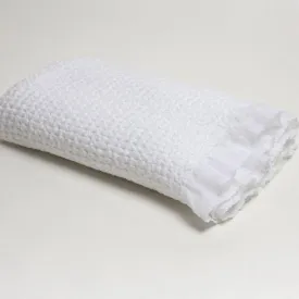 A Soft Idea Stonewashed Puckered Blanket with Dotted Swiss Ruffle