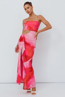 Alejandre Cut-Out Tied Maxi Dress Print Pink