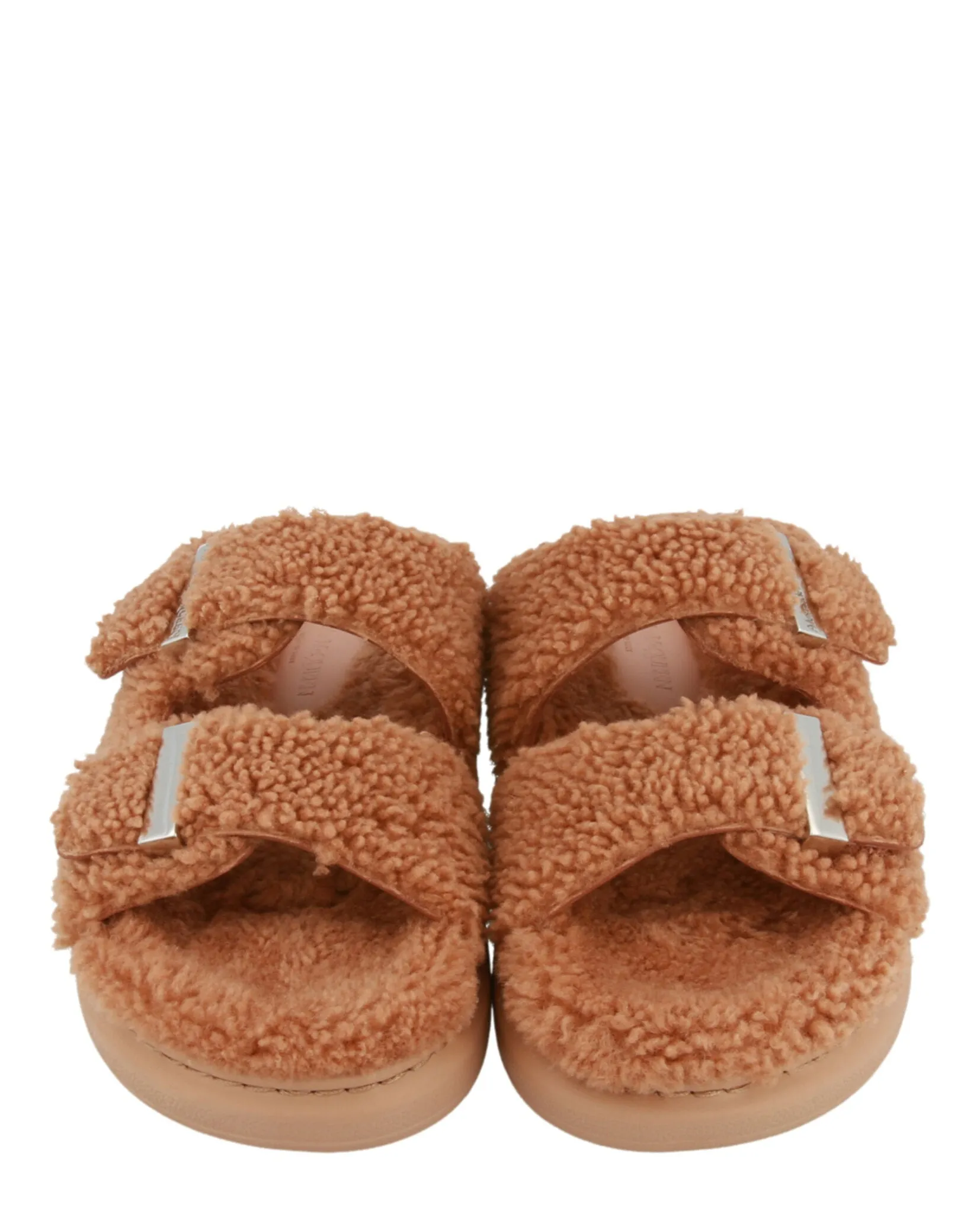 Alexander McQueen Womens Shearling Slide Sandals