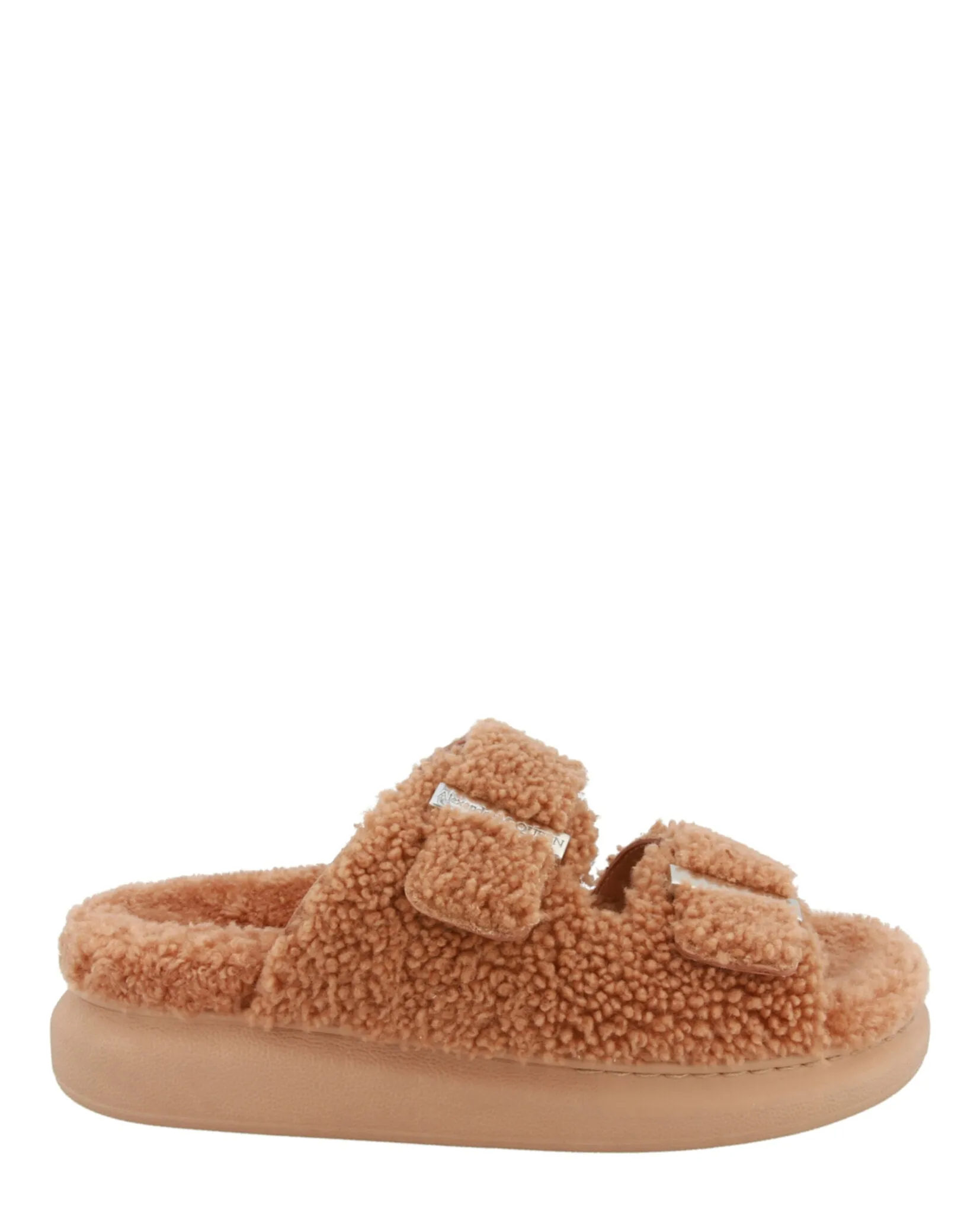 Alexander McQueen Womens Shearling Slide Sandals