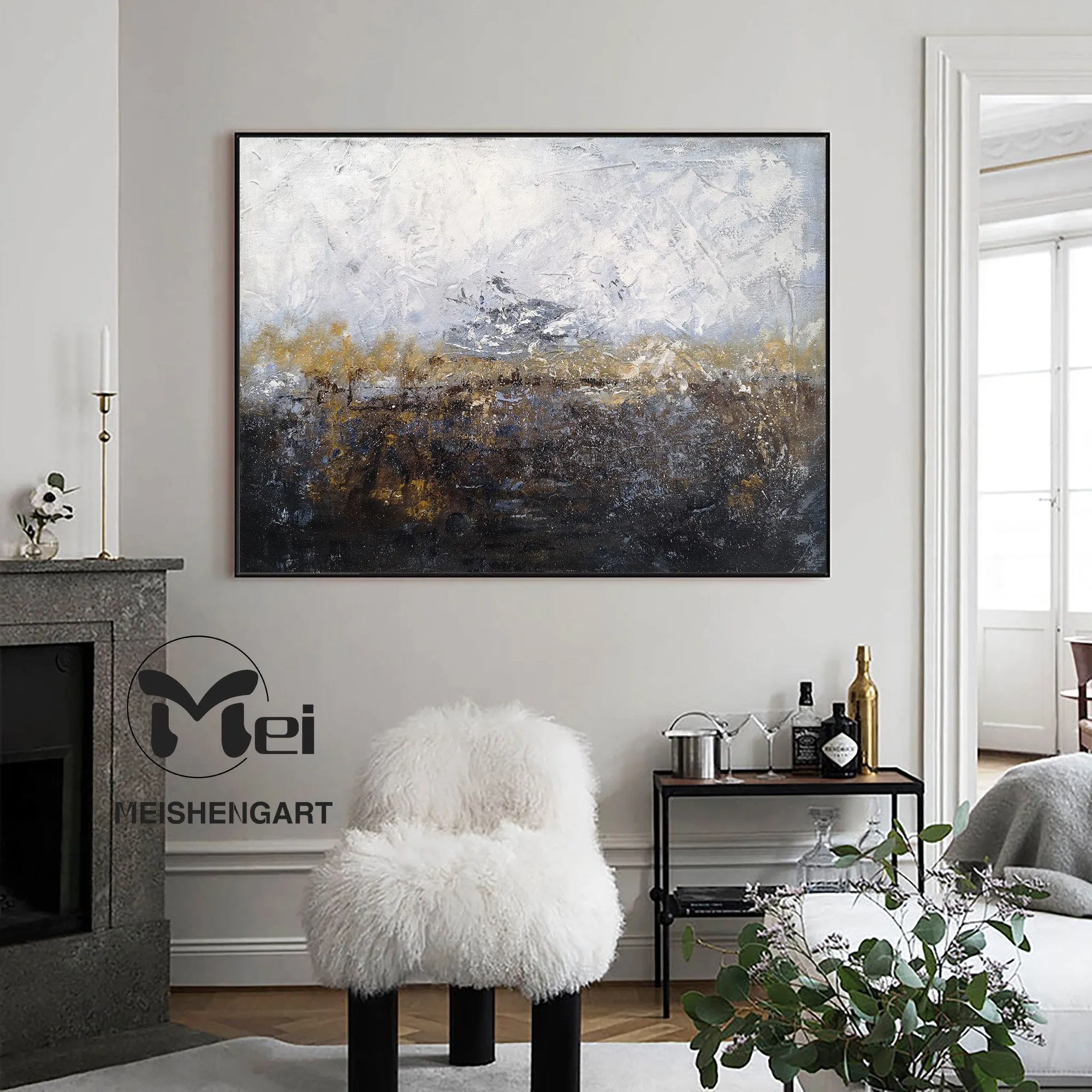 Brown Gray Abstract Painting Landscape Abstract Art Kp010