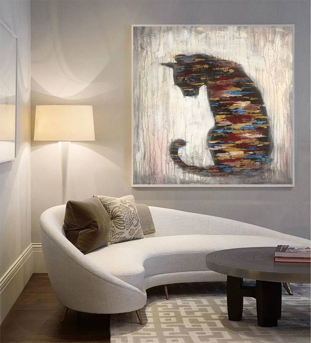 Cat Painting Abstract Animal Painting Living Room Art Sp042