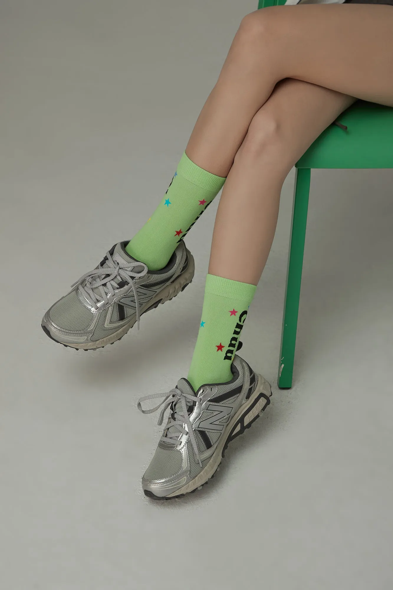 Chuu Lettering Colorful Star High Socks