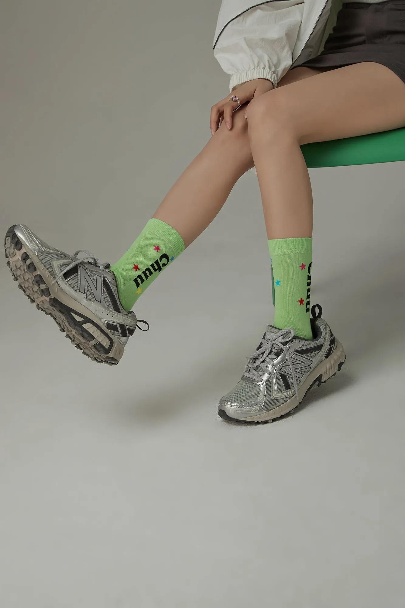 Chuu Lettering Colorful Star High Socks