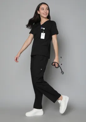 Classic Women's V-neck (Black) Scrub - Bundle Set