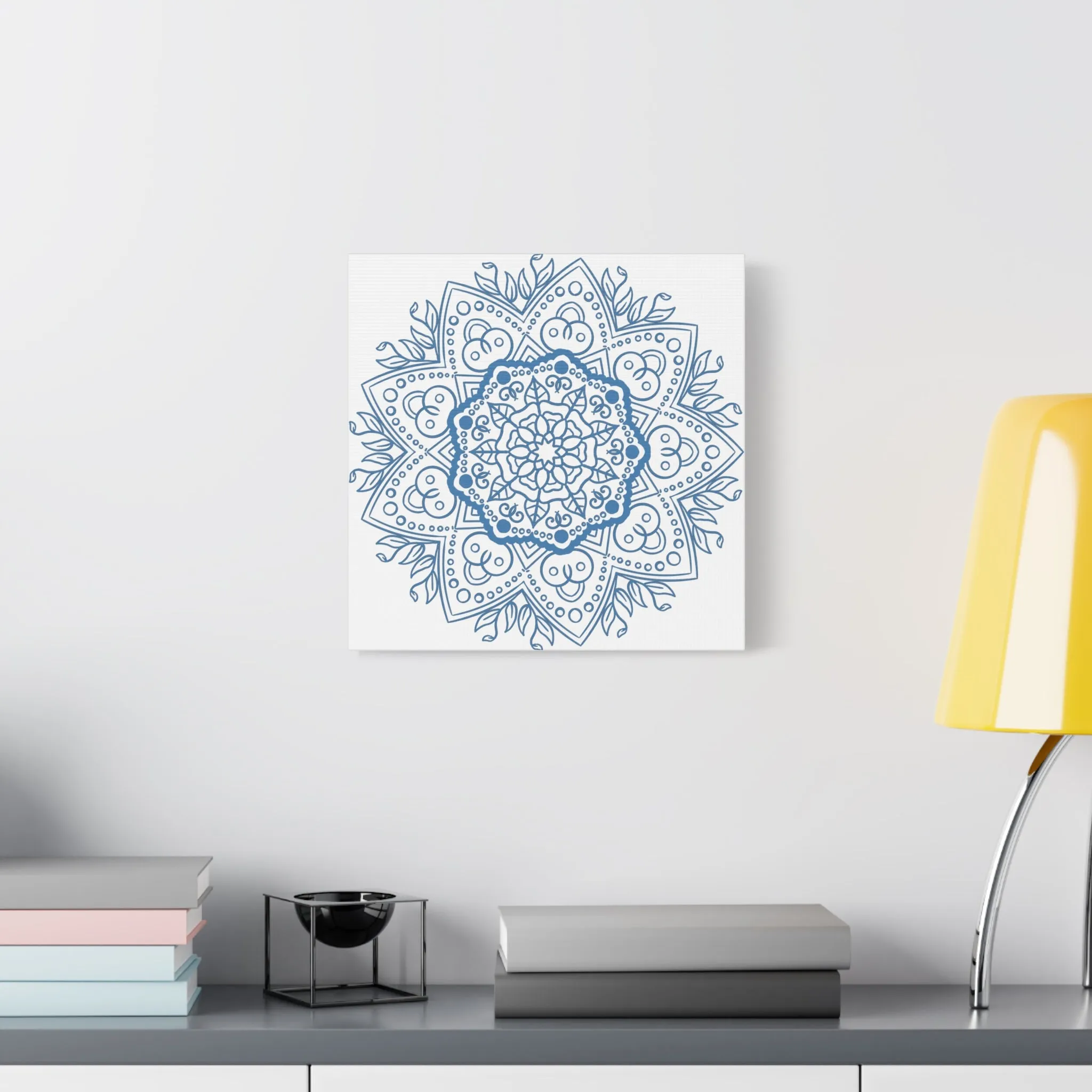 Handmade Mandala Wall Art - Steel Blue - Matte Canvas, Stretched