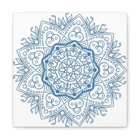 Handmade Mandala Wall Art - Steel Blue - Matte Canvas, Stretched