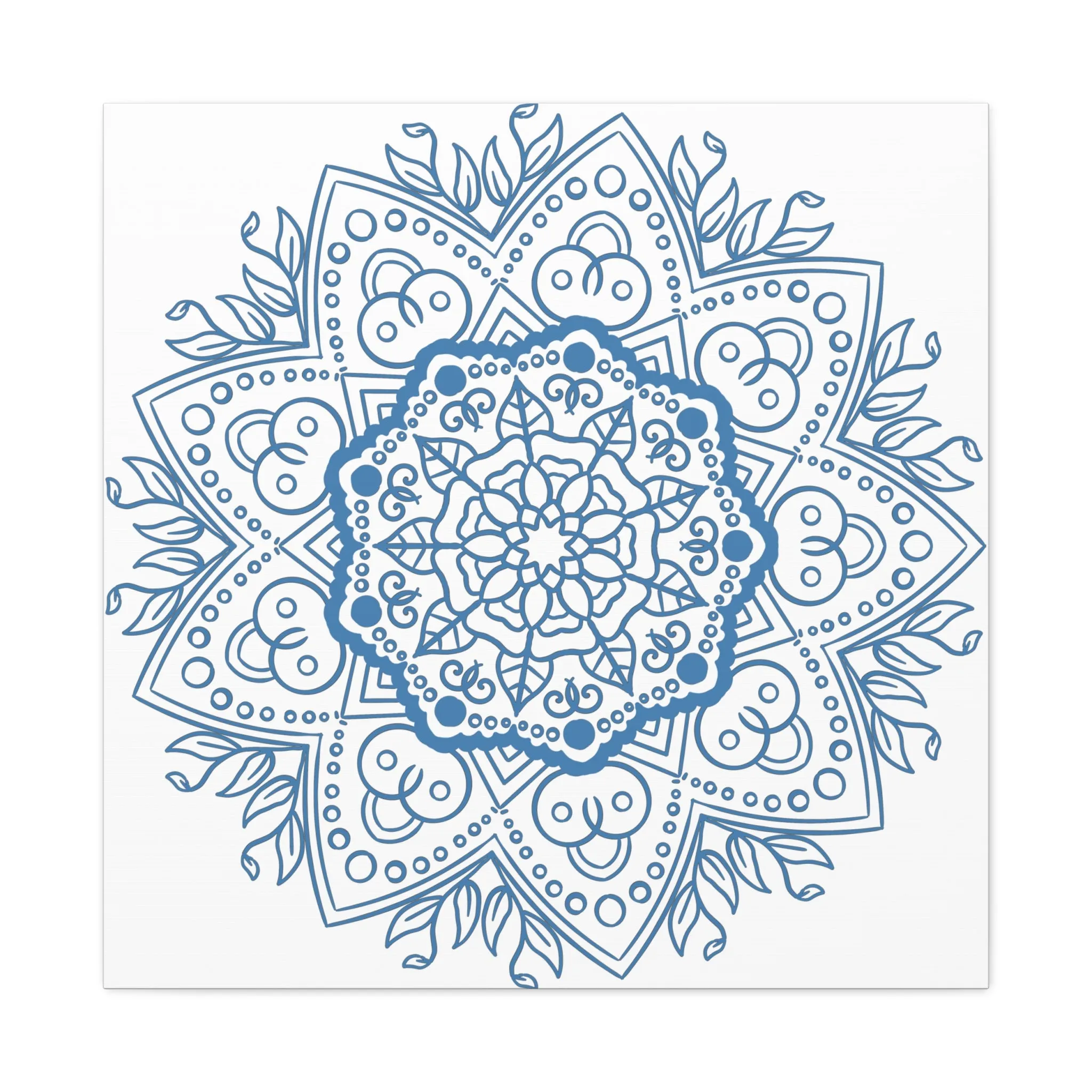 Handmade Mandala Wall Art - Steel Blue - Matte Canvas, Stretched