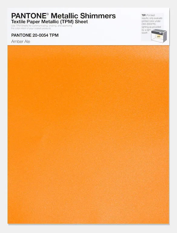 Pantone Metallic Shimmers Textile Paper Metallic Sheet 20-0054 Amber Ale